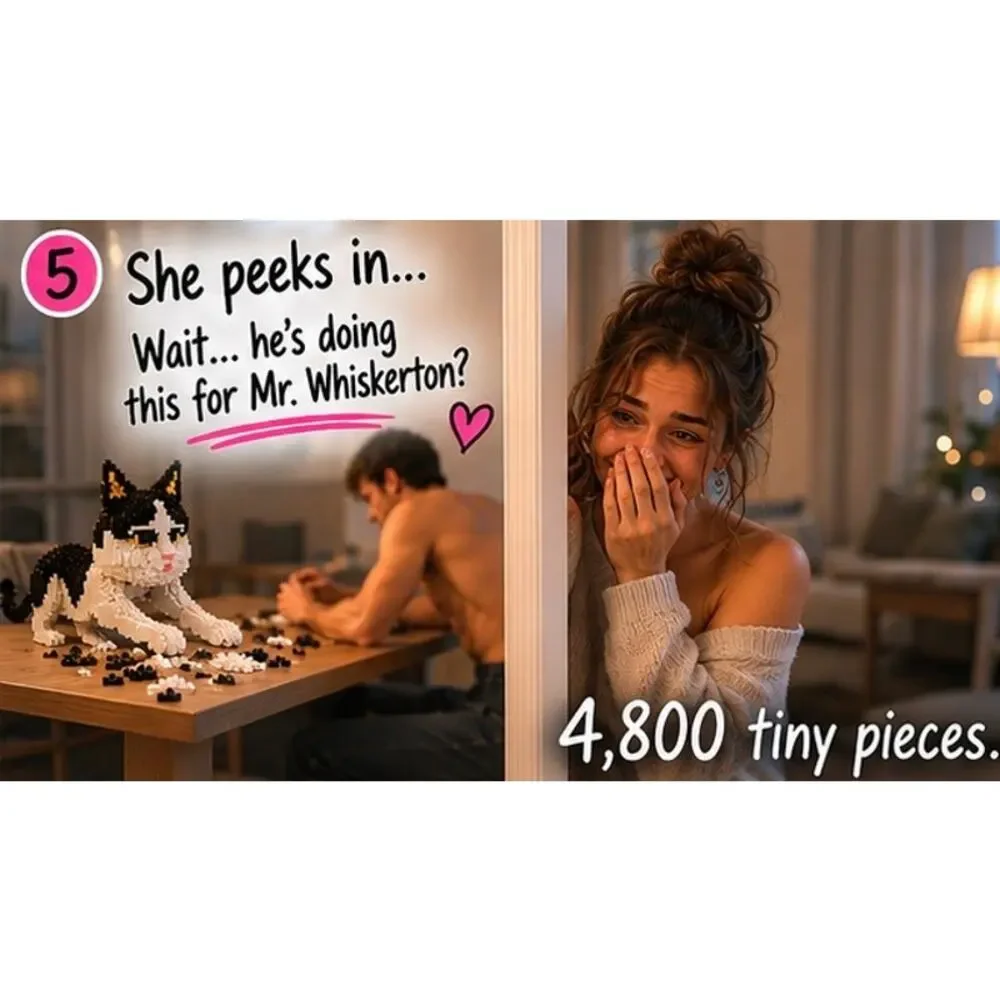 4800pc Tuxedo Cat Micro Building Block Set Cat Lover Gift NIB